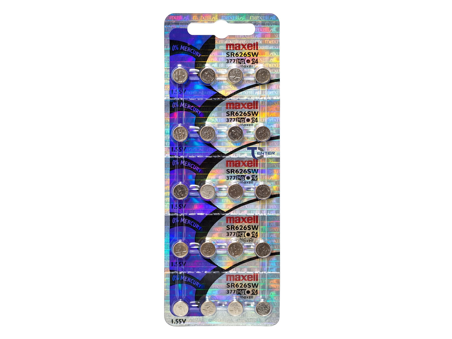 Pack 20 Pilas SR626SW (377) 1.55v Maxell Tipo Botón Holograma 1
