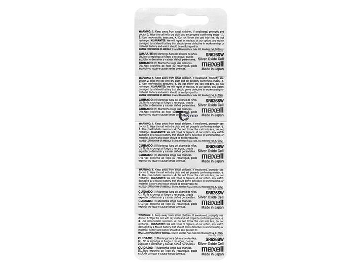 Pack 20 Pilas SR626SW (377) 1.55v Maxell Tipo Botón Holograma 2