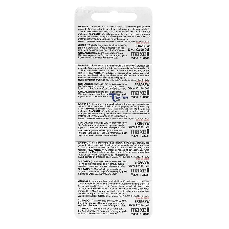 Pack 20 Pilas SR626SW (377) 1.55v Maxell Tipo Botón Holograma 2