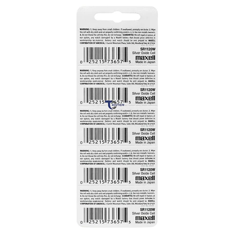 Pack 5 Pilas SR1120SW (391) 1.55v Maxell Tipo Botón Holograma