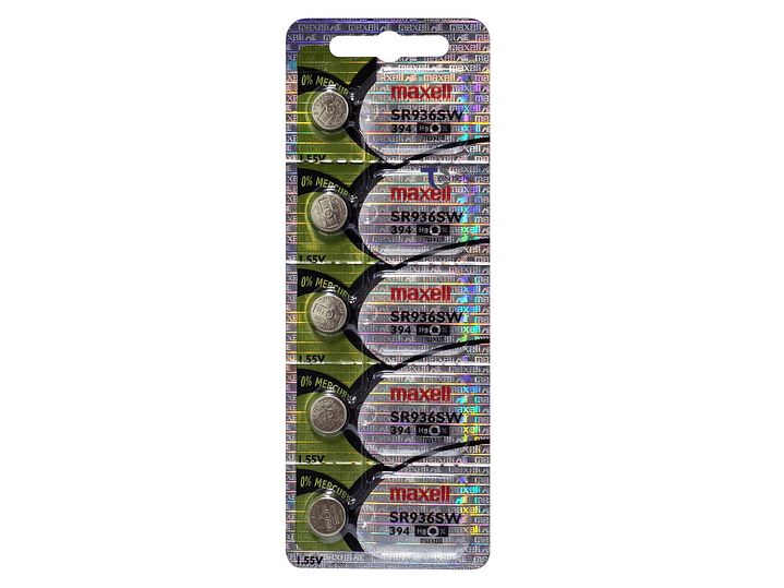 Pack 5 Pilas SR936SW (394) 1.55v Maxell Tipo Botón Holograma 1