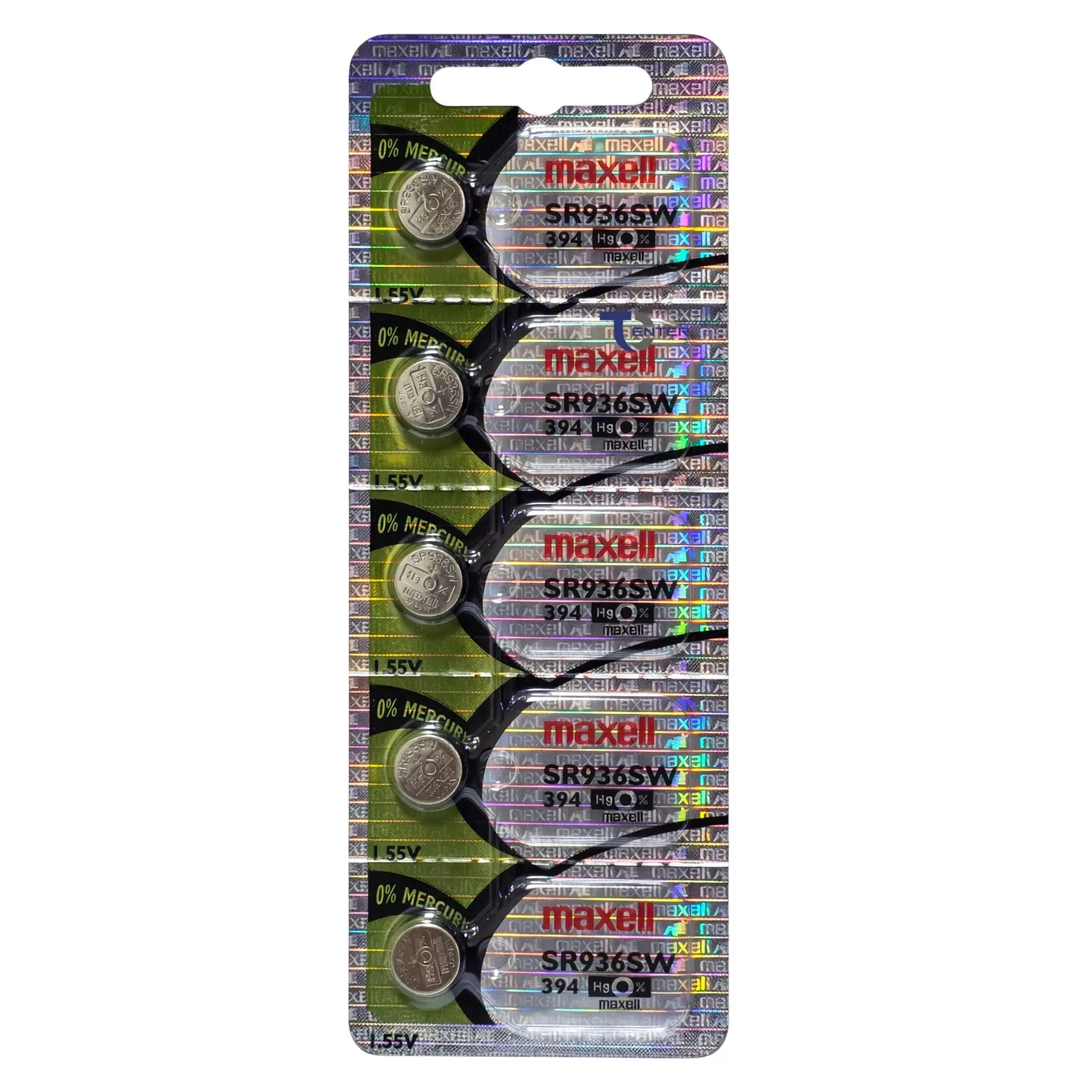 Pack 5 Pilas SR936SW (394) 1.55v Maxell Tipo Botón Holograma 1