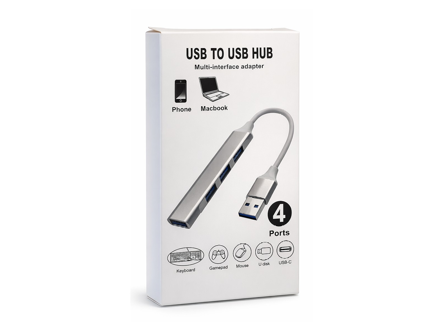 Hub USB 4 Puertos 3.0 Aluminio Gris 2