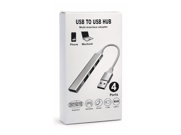 Hub USB 4 Puertos 3.0 Aluminio Gris 2