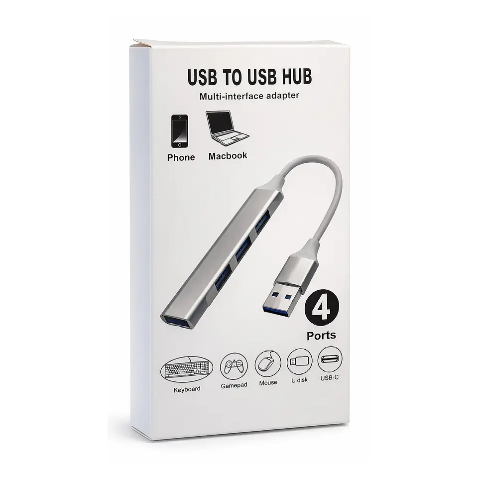 Hub USB 4 Puertos 3.0 Aluminio Gris 2