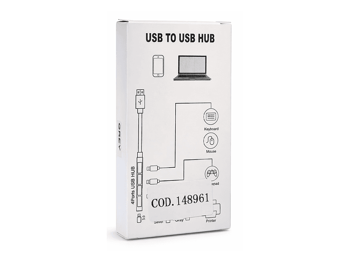 Hub USB 4 Puertos 3.0 Aluminio Gris 3