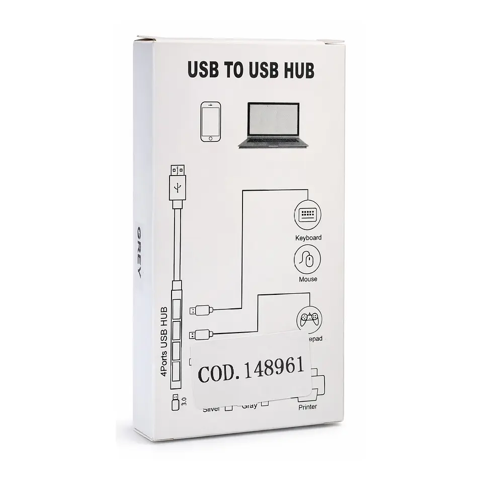 Hub USB 4 Puertos 3.0 Aluminio Gris 3