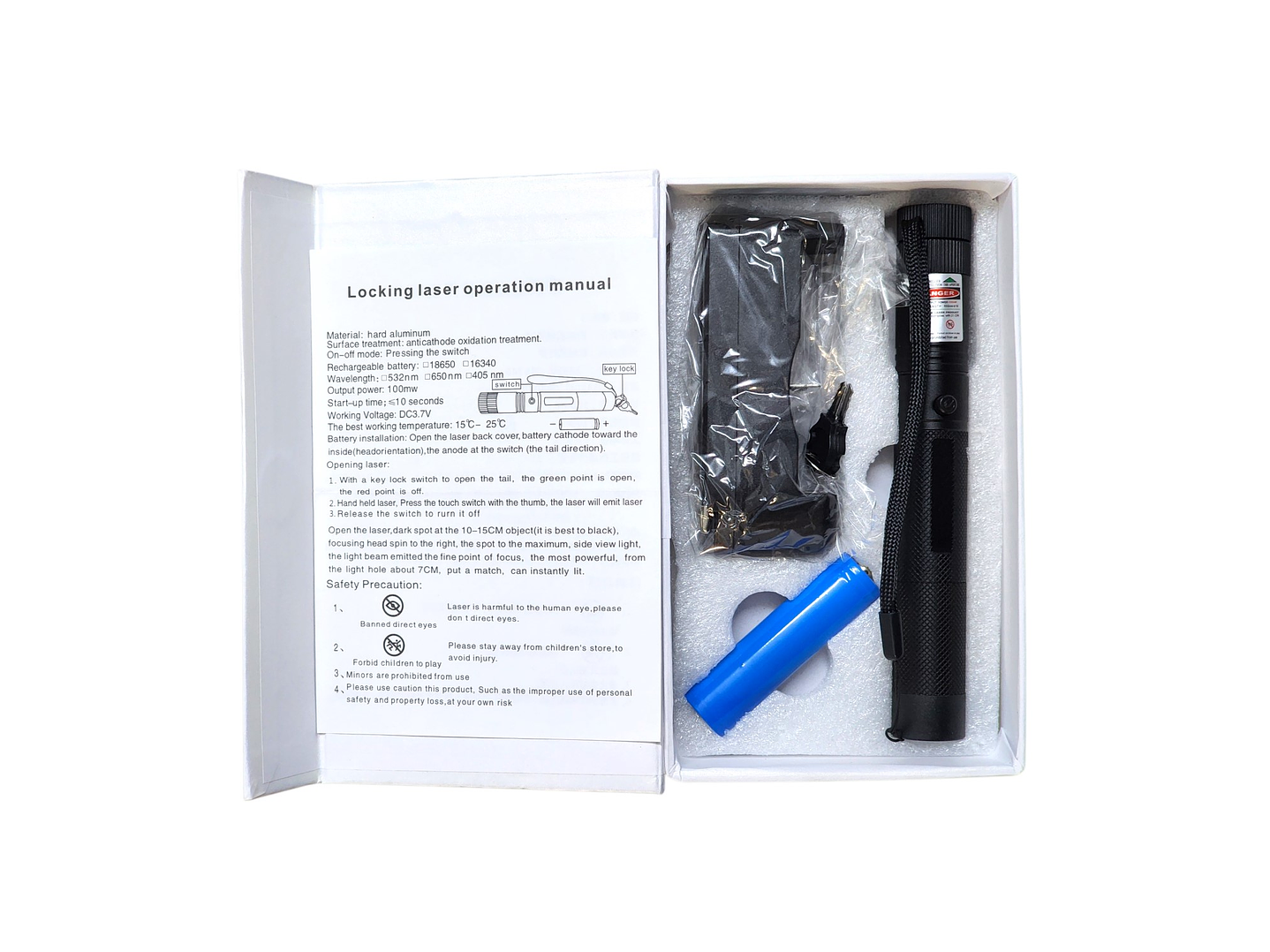 Puntero Láser Portátil Verde 532nm Con Bloqueo Por Llave 7