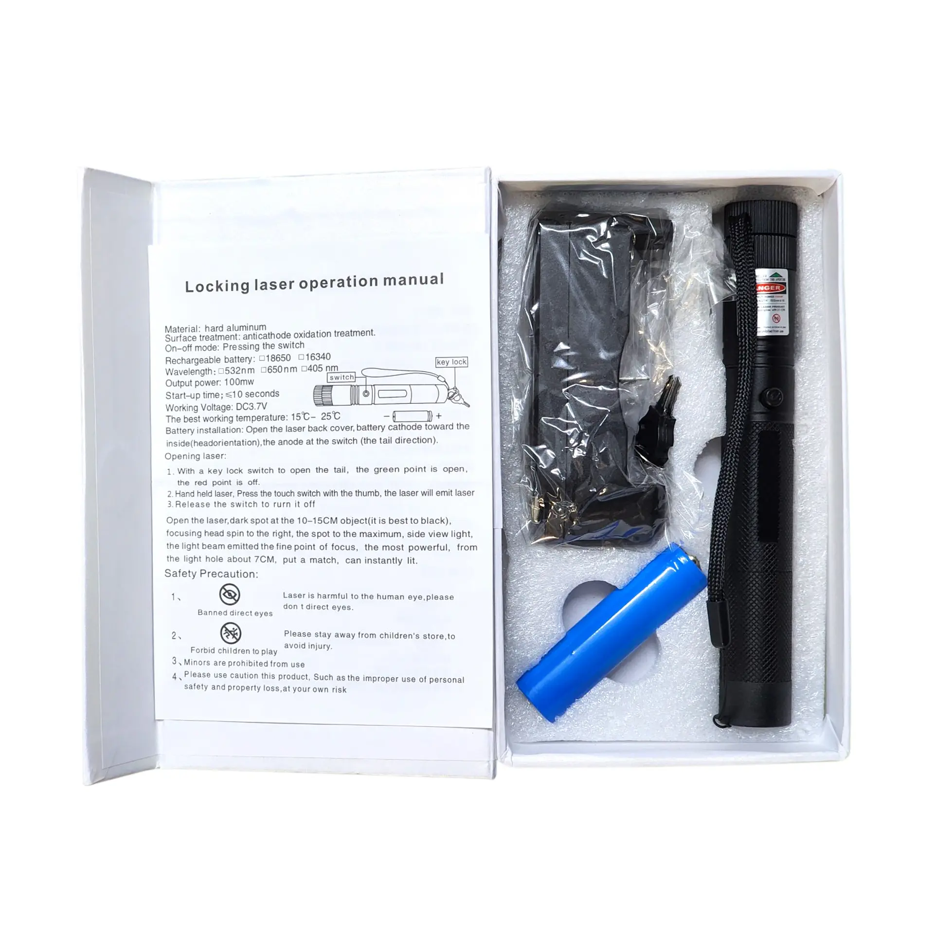 Puntero Láser Portátil Verde 532nm Con Bloqueo Por Llave 7