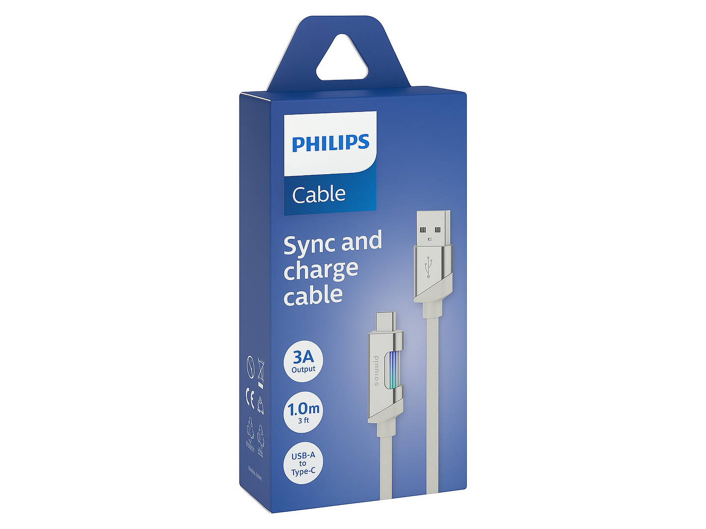 Cable USB-A a Tipo-C Philips DLC5021AW 1 mt Blanco 2