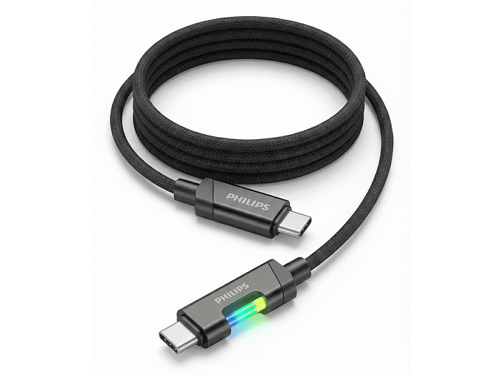 Cable USB-C a USB-C 60w Philips DLC5021CB 1 mt Negro 2