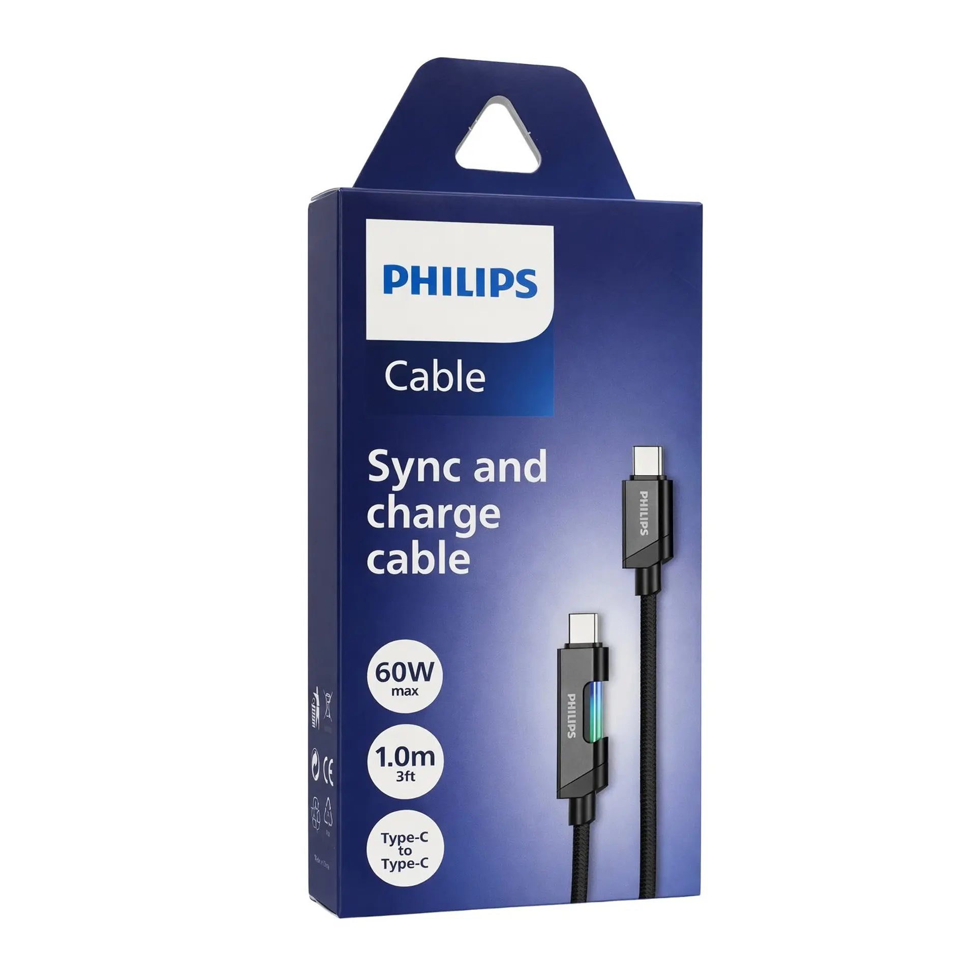 Cable USB-C a USB-C 60w Philips DLC5021CB 1 mt Negro 3