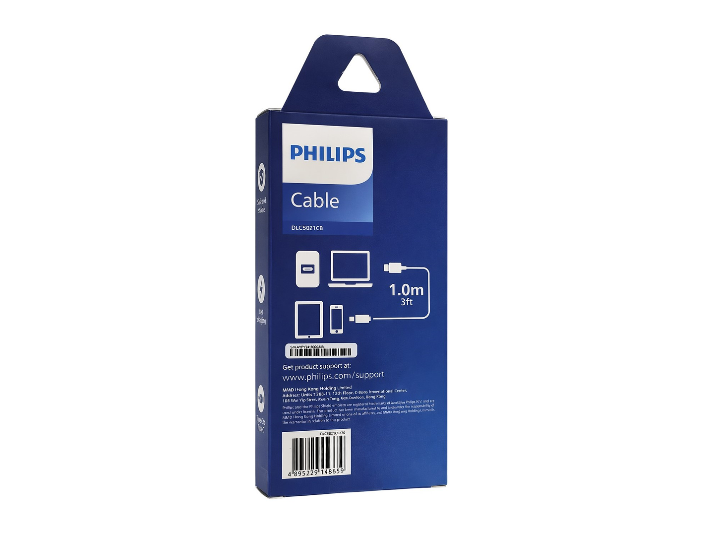 Cable USB-C a USB-C 60w Philips DLC5021CB 1 mt Negro 4