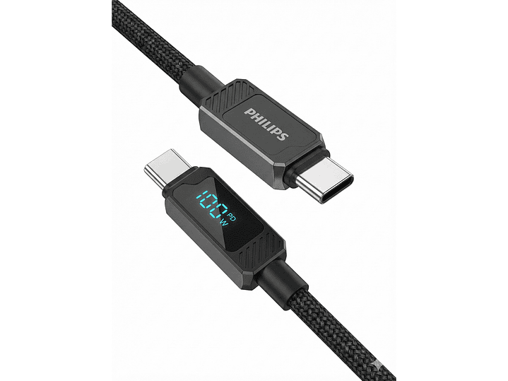 Cable USB-C a USB-C 100w Philips DLC5011CB 1 mt Negro  2