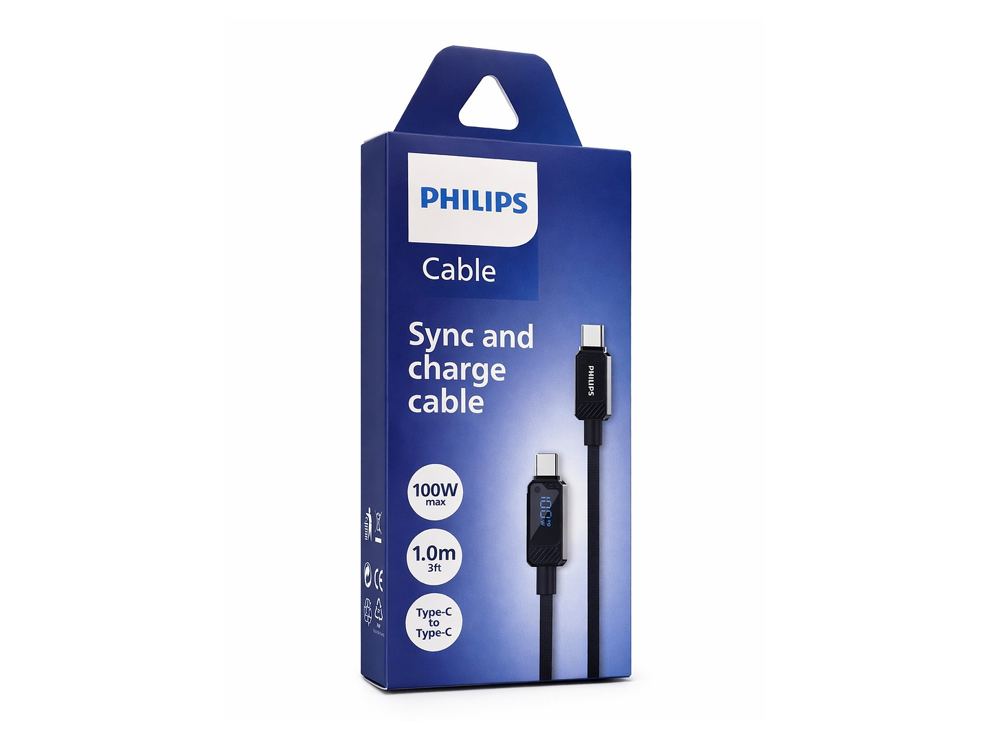 Cable USB-C a USB-C 100w Philips DLC5011CB 1 mt Negro  3