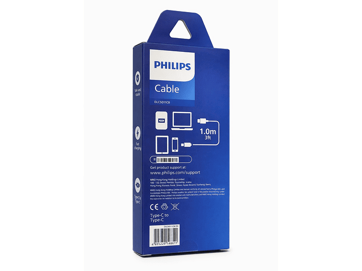 Cable USB-C a USB-C 100w Philips DLC5011CB 1 mt Negro  4