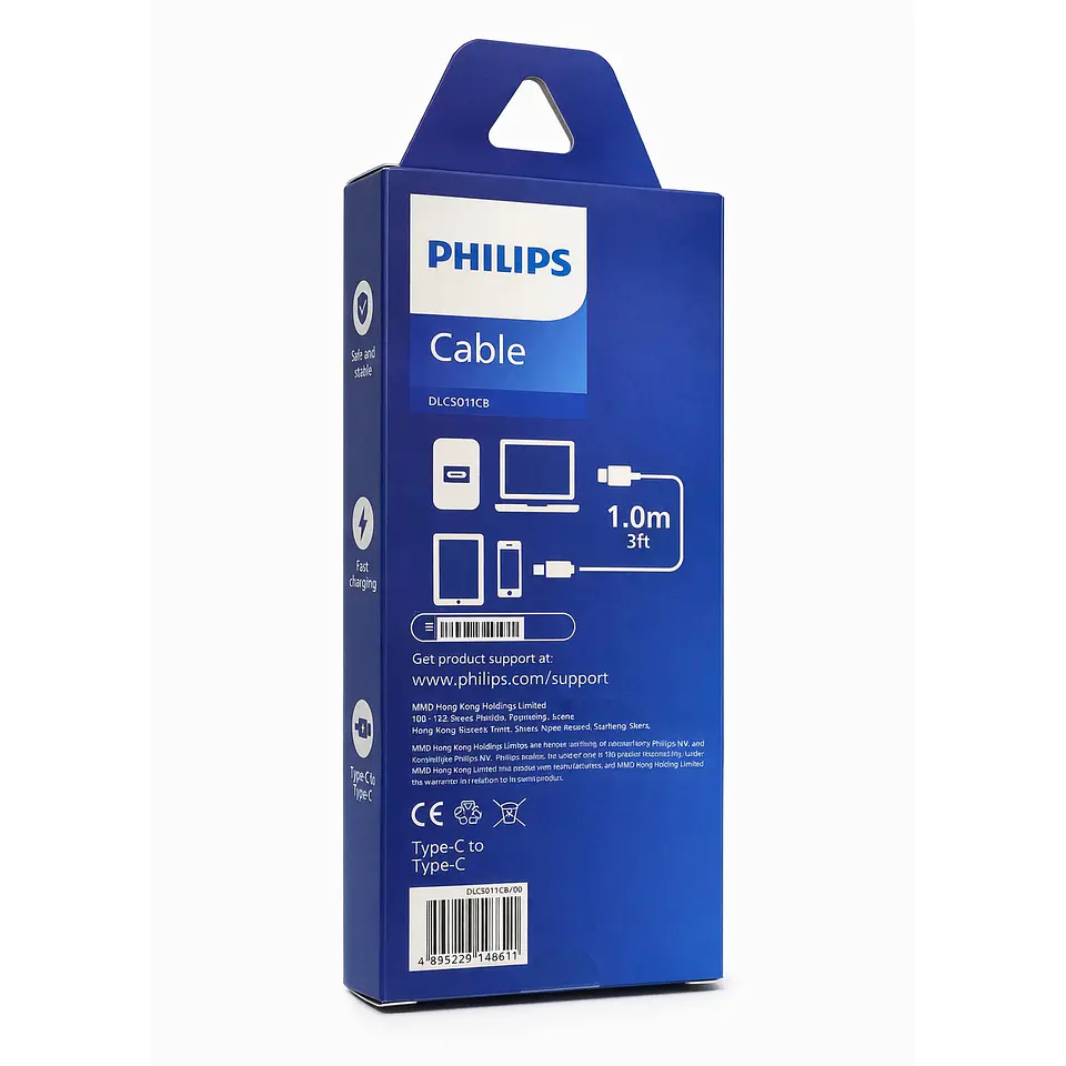 Cable USB-C a USB-C 100w Philips DLC5011CB 1 mt Negro  4