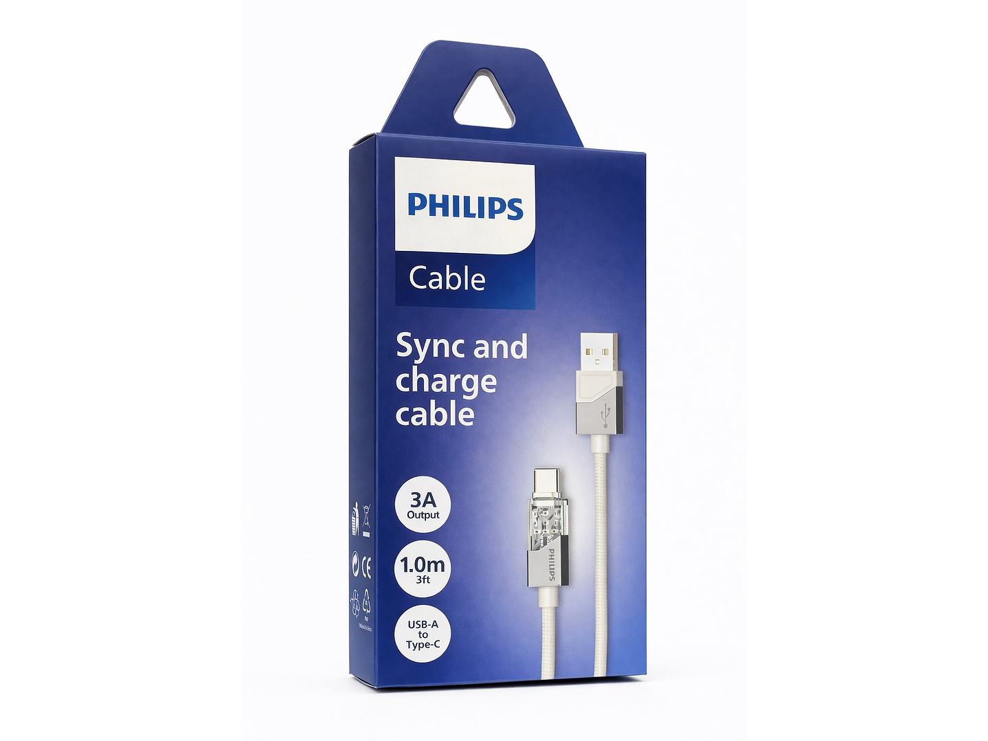 Cable USB-A a USB-C Philips DLC5031AW 1 mt Gris 4