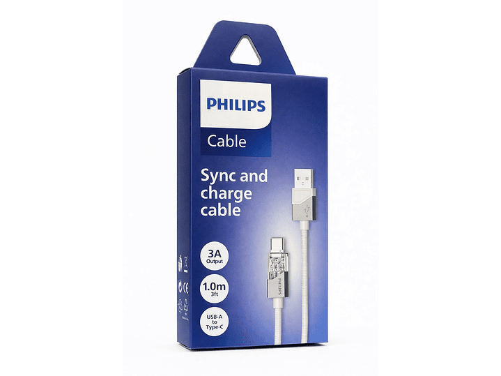 Cable USB-A a USB-C Philips DLC5031AW 1 mt Gris 4