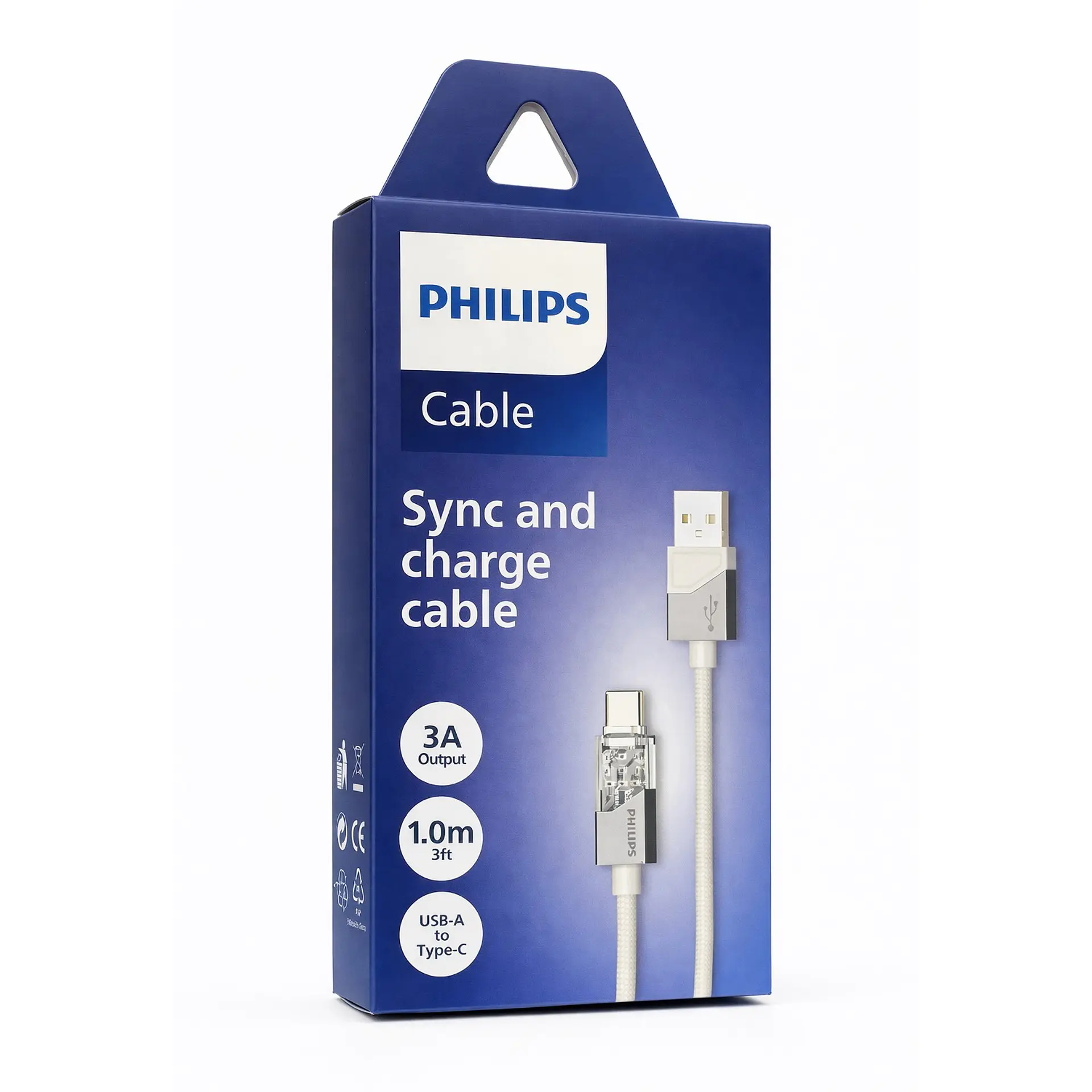 Cable USB-A a USB-C Philips DLC5031AW 1 mt Gris 4