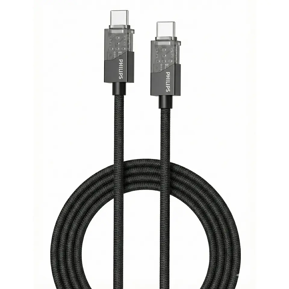 Cable USB-C a USB-C Philips 60w DLC5031CB 1 mt Negro 2