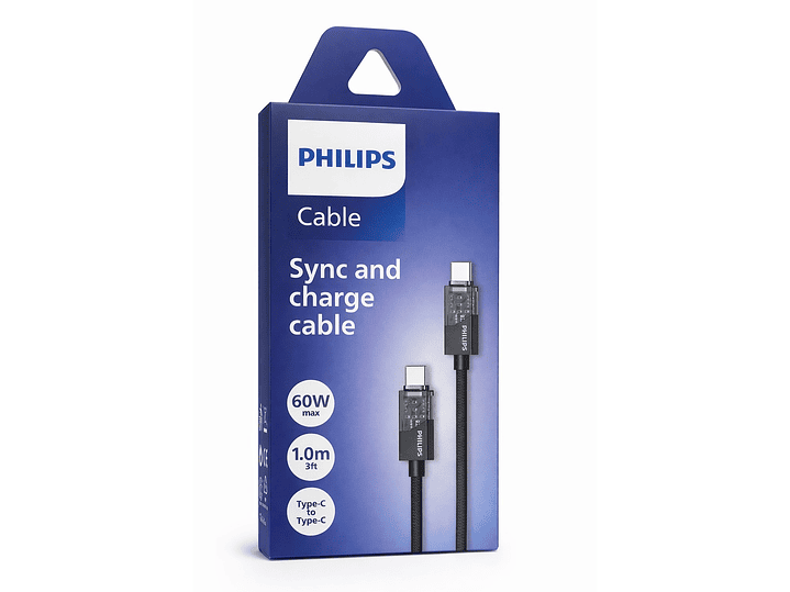 Cable USB-C a USB-C Philips 60w DLC5031CB 1 mt Negro 3