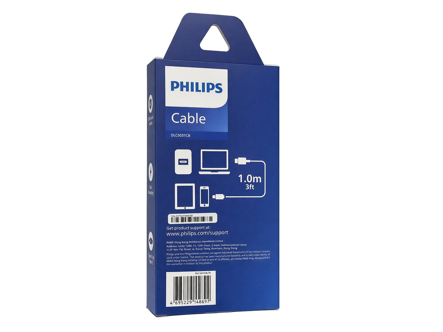 Cable USB-C a USB-C Philips 60w DLC5031CB 1 mt Negro 4