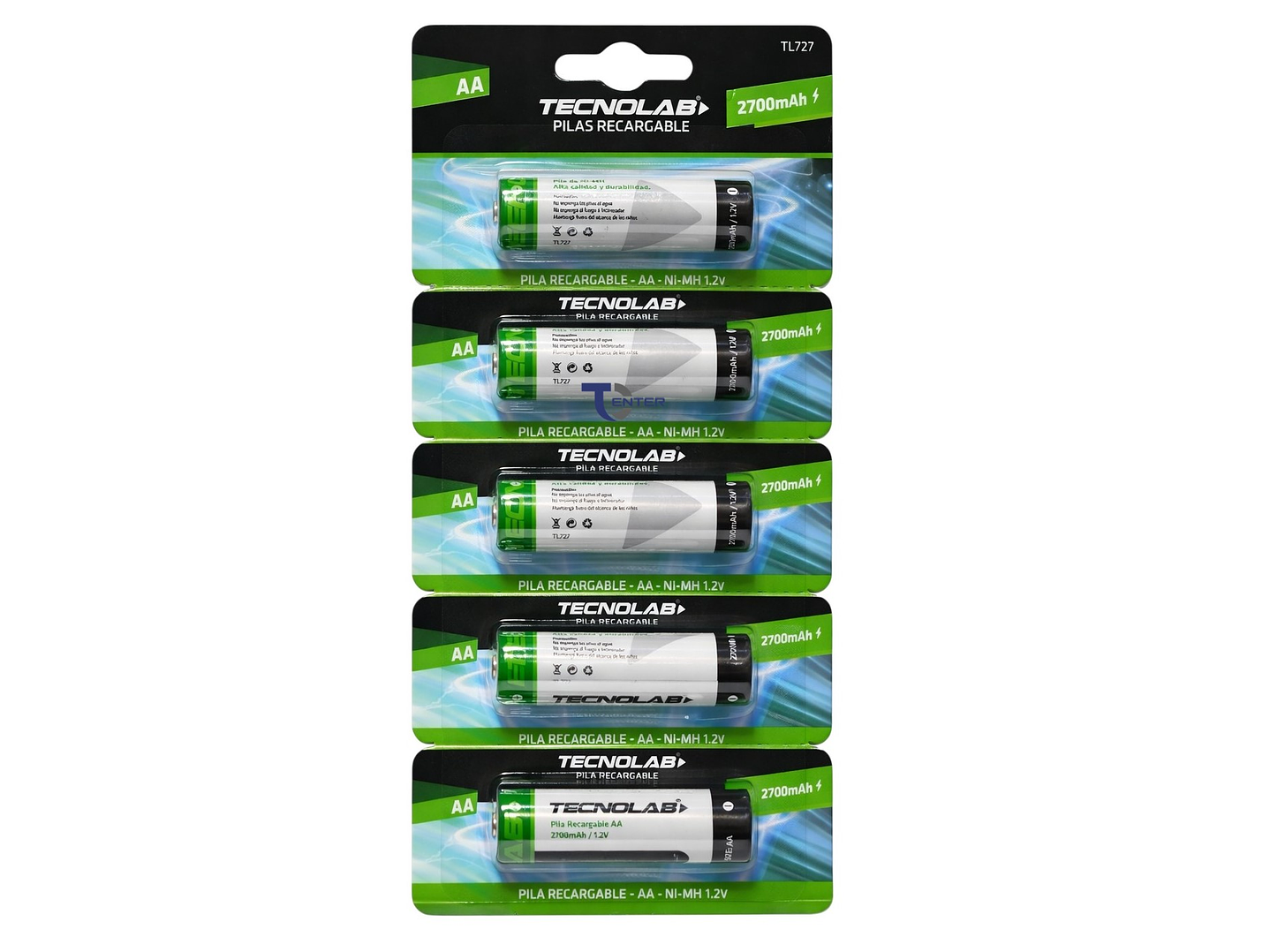 Pack 5 Pilas Recargables AA Tecnolab 2700mha TL727 1