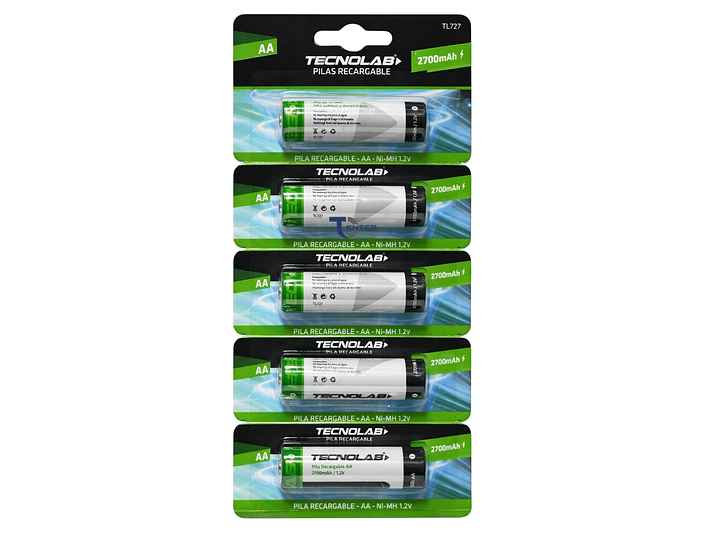 Pack 5 Pilas Recargables AA Tecnolab 2700mha TL727 1