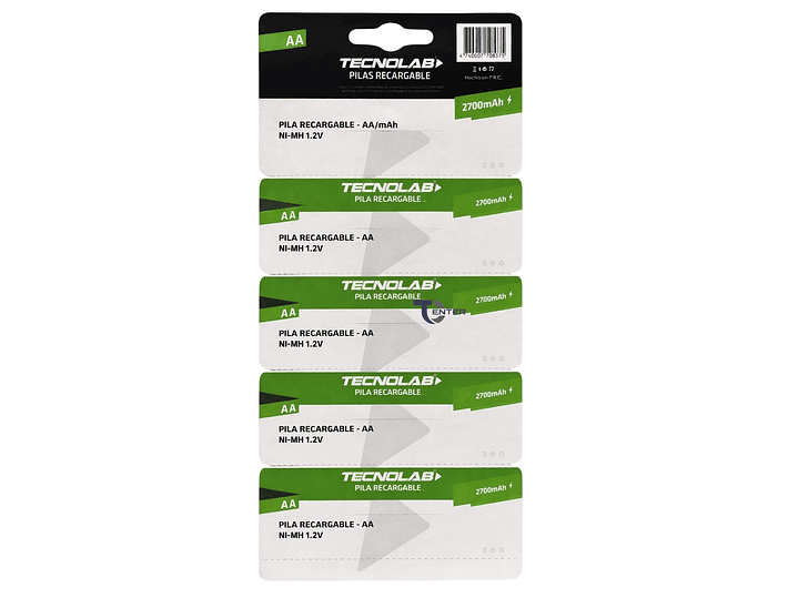 Pack 5 Pilas Recargables AA Tecnolab 2700mha TL727 2