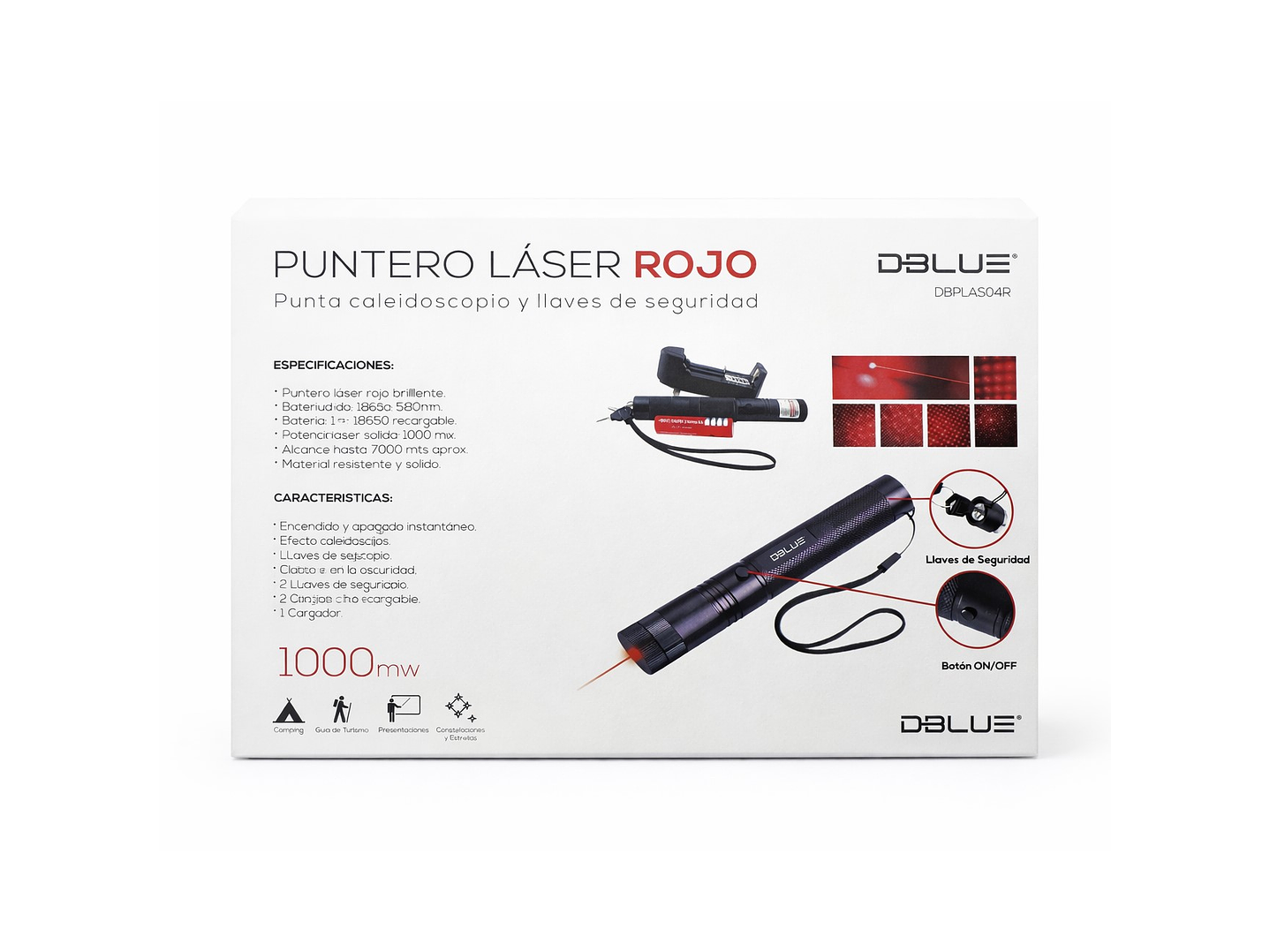 Kit Puntero Laser Rojo 1000mw con Batería y Cargador 6