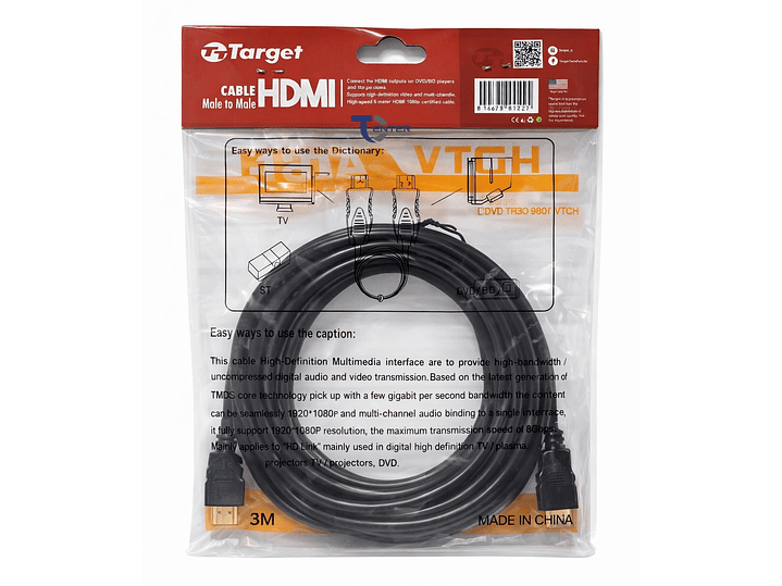 Cable HDMI Target 1.5 mts Full HD 1.4 2