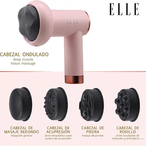 Masajeador inalámbrico ELLE Shiatsu EL1718 Rosa