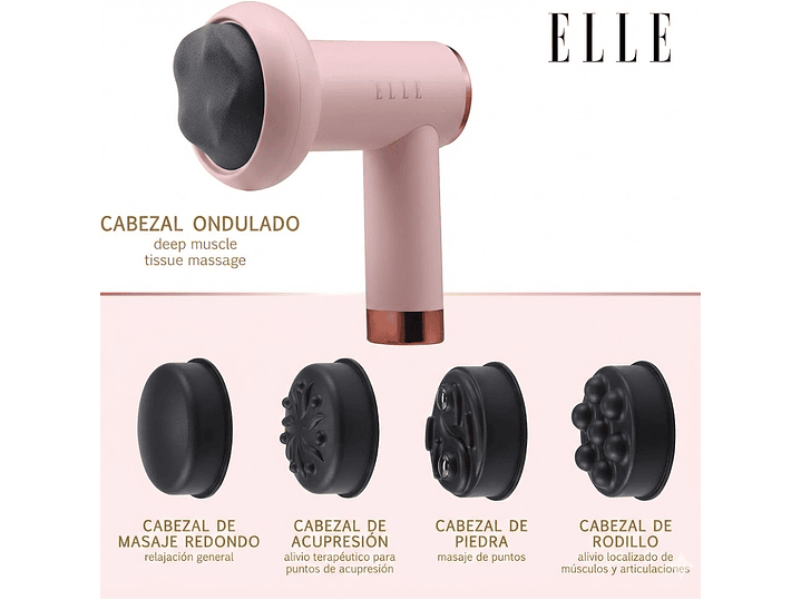 Masajeador inalámbrico ELLE Shiatsu EL1718 Rosa 2