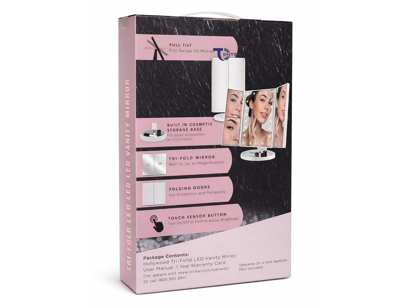 Espejo Plegable Vivitar Aumento 1x2x3x 22 Led MR1307 6