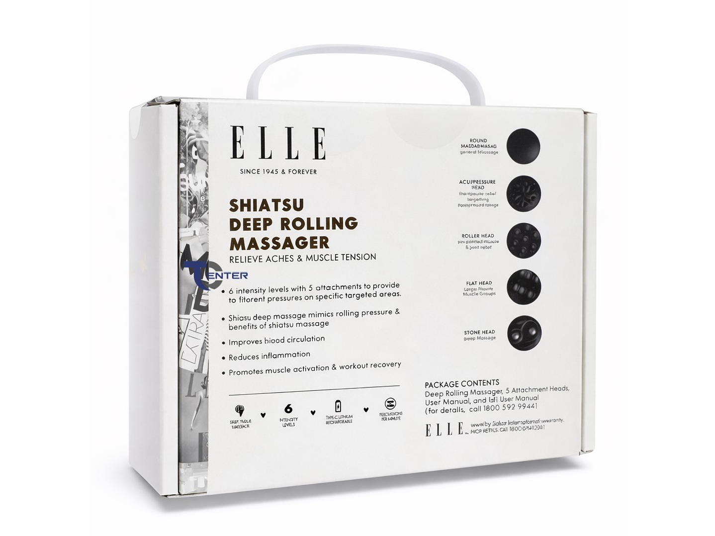 Masajeador inalámbrico ELLE Shiatsu EL1718 Rosa 7