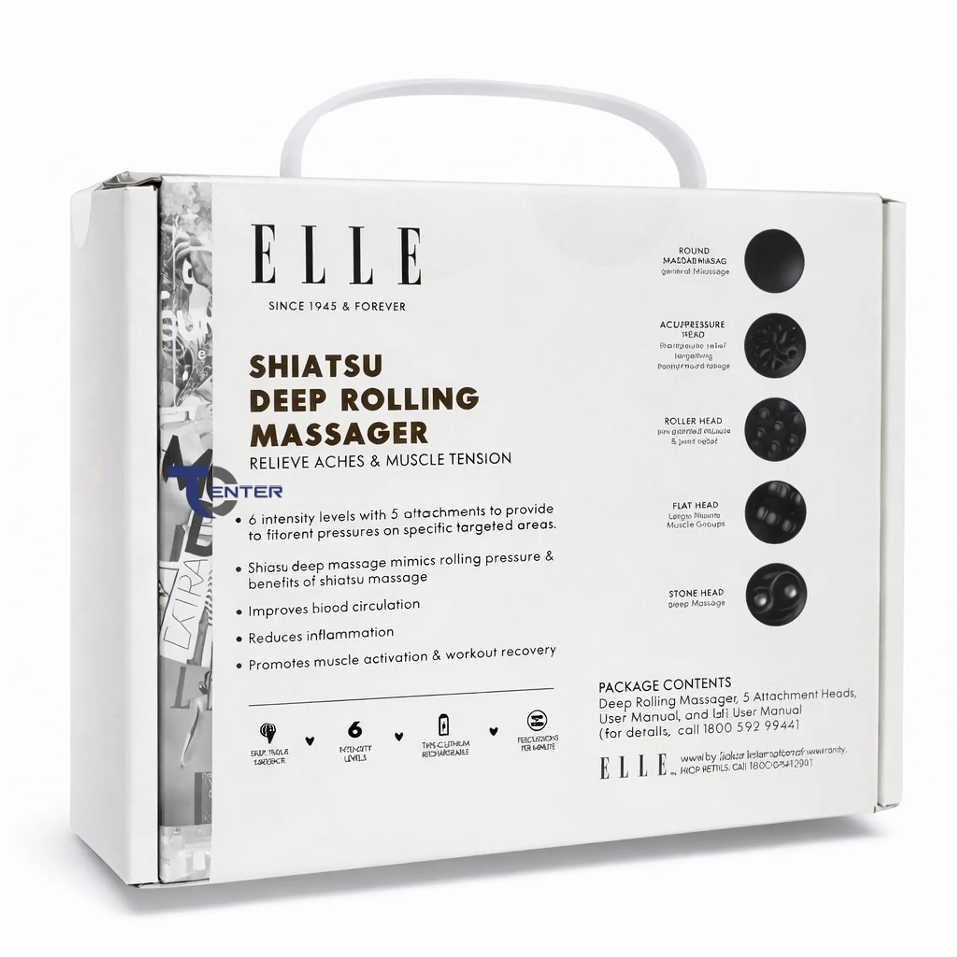 Masajeador inalámbrico ELLE Shiatsu EL1718 Rosa 7