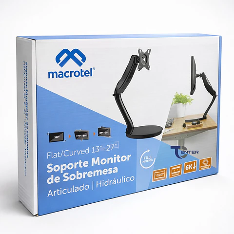 Soporte Monitor Macrotel 13 a 27 Base Hidráulica Articulada