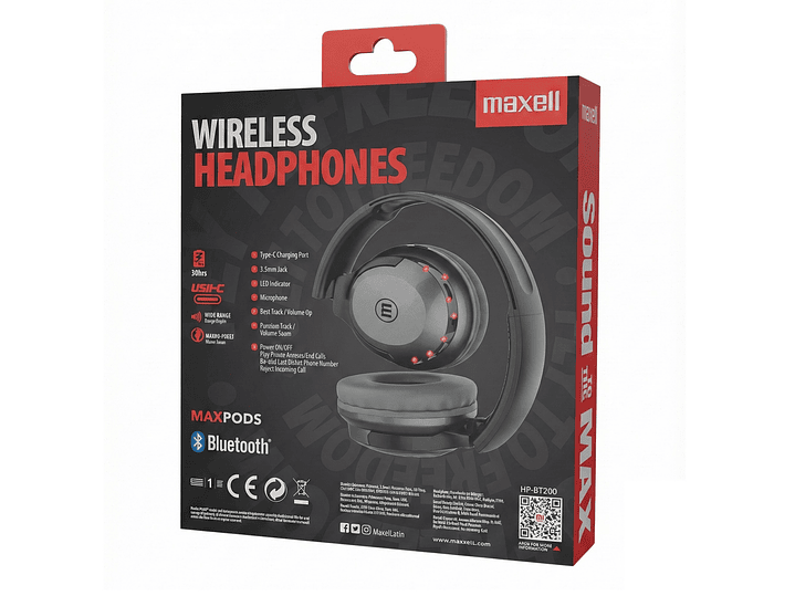 Audífonos Inalámbricos Maxell BT HP-BT200 30 Horas Negro 5