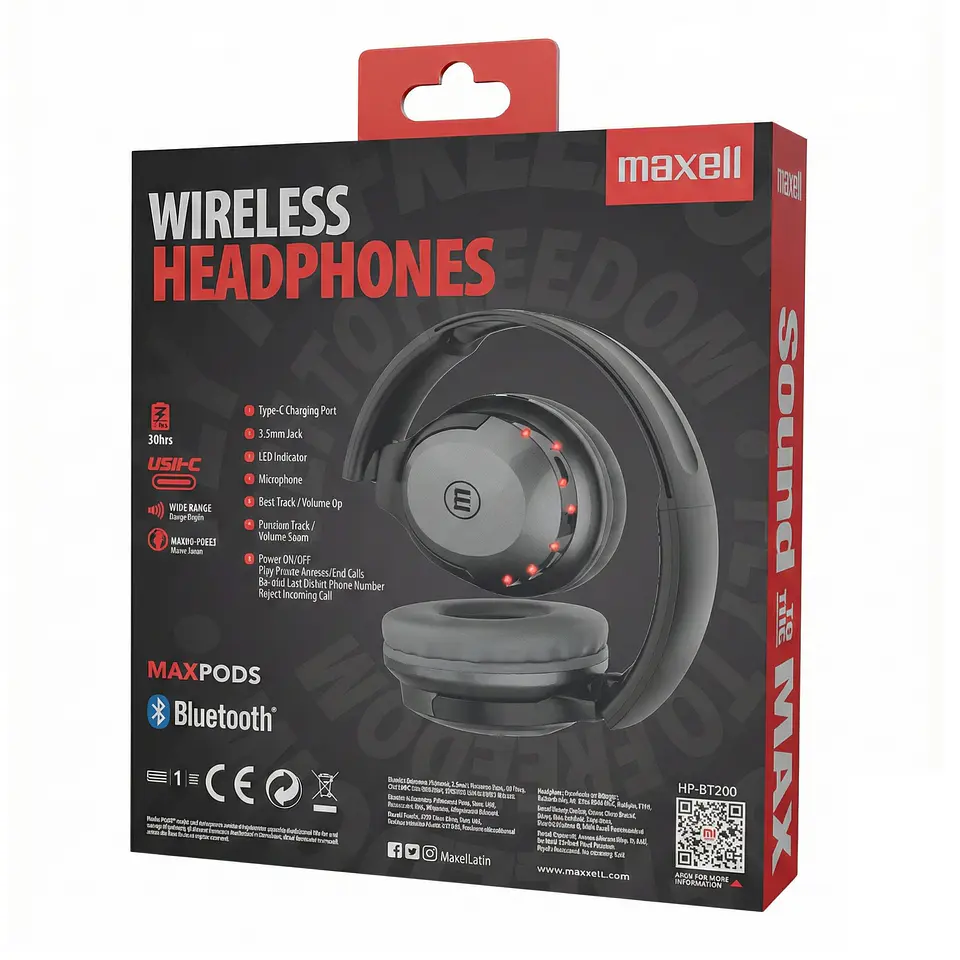 Audífonos Inalámbricos Maxell BT HP-BT200 30 Horas Negro 5