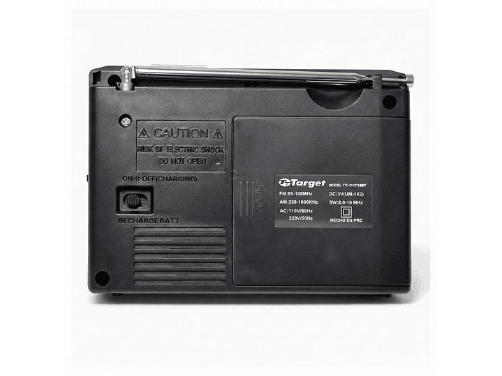 Radio Portátil BT Target TT-CF15BT 3 Bandas USB SD Recargable 4