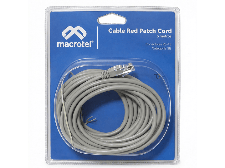 Cable de Red Macrotel 5 mt Patch Cord UTP Cat 5E MC-2006 1