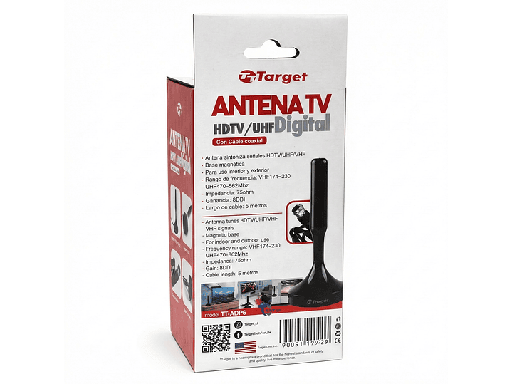 Antena TV HD Target HDTV Magnética TT-ADP6 8 Dbi TVD 6