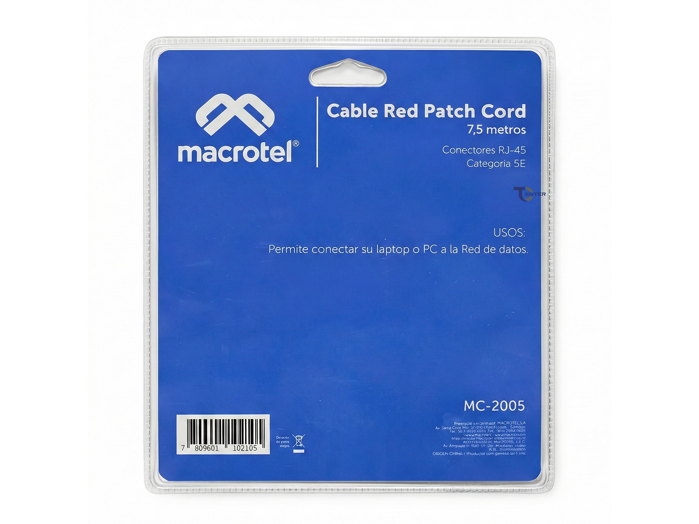 Cable de Red Macrotel 7,5 mts Patch Cord UTP Cat 5E MC-2005 2