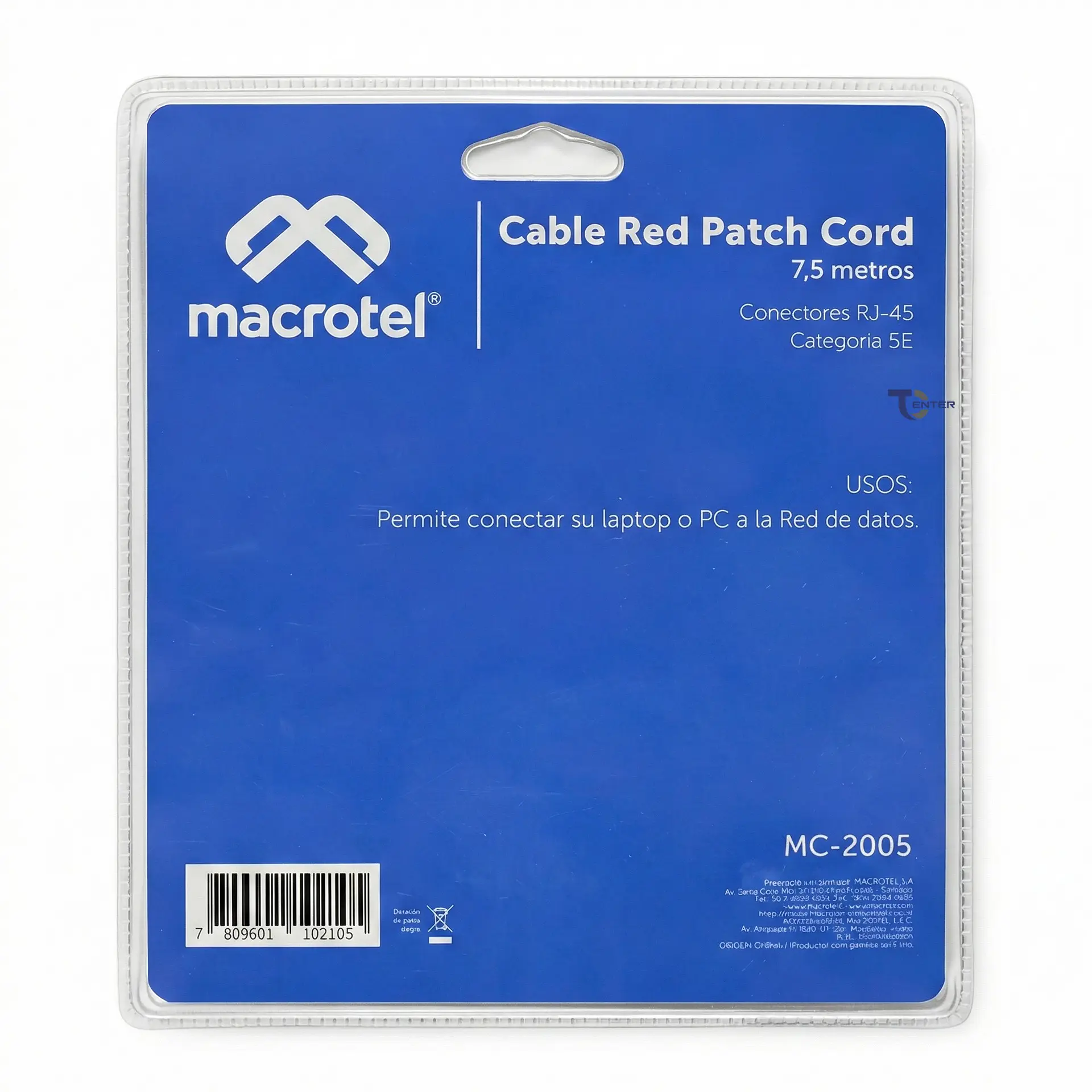 Cable de Red Macrotel 7,5 mts Patch Cord UTP Cat 5E MC-2005 2