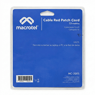 Cable de Red Macrotel 7,5 mts Patch Cord UTP Cat 5E MC-2005