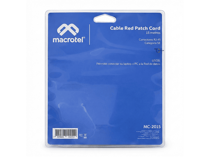 Cable de Red Macrotel 15 mts Patch Cord UTP Cat 5E MC-2015 2