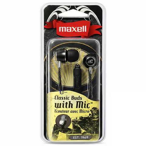 Audífonos Maxell Classic Buds con Mic CEB-B 3.5mm Metálicos
