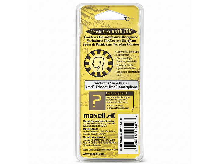 Audífonos Maxell Classic Buds con Mic CEB-B 3.5mm Metálicos 3