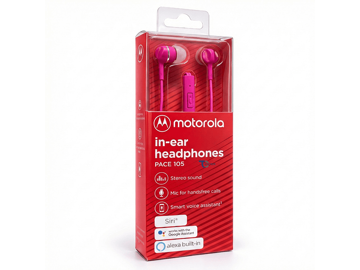Audífonos Motorola Pace 105 con Mic 3.5mm Rosado 2